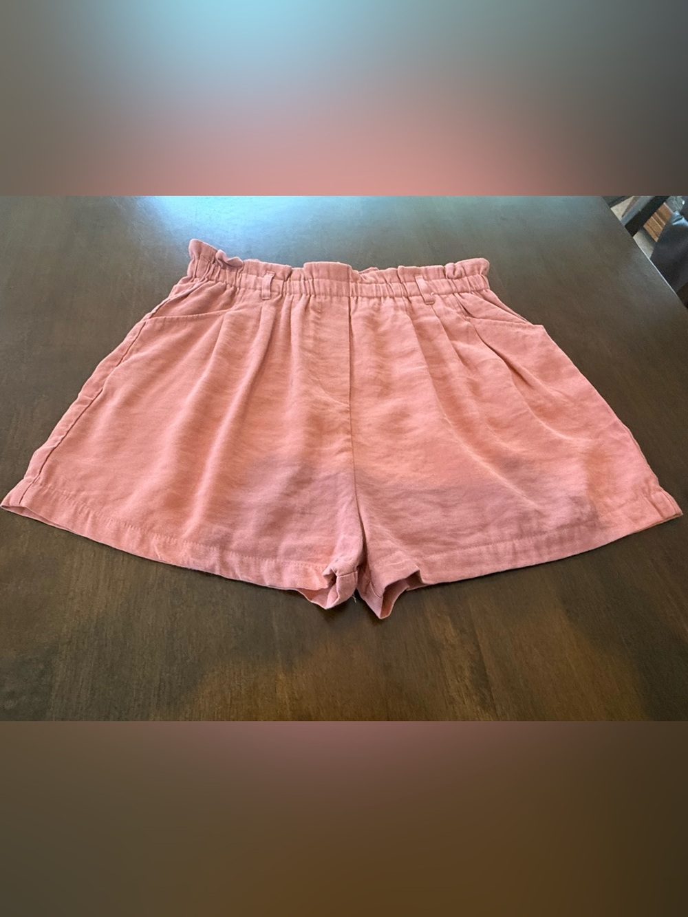 Pull & Bear Pink Paperbag Waist Shorts Size M